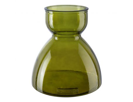 Стъклена ваза, цвят тъмнозелено