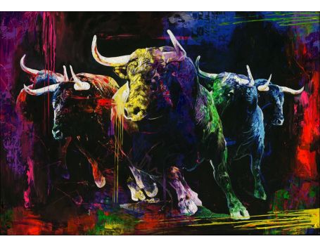 Декоративно платно "Цветни бикове"