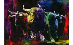 Декоративно платно "Цветни бикове"