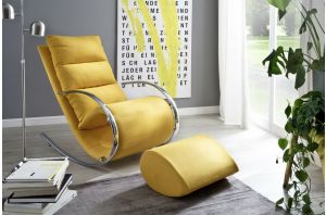 Стилен фотьойл и табуретка в жълто